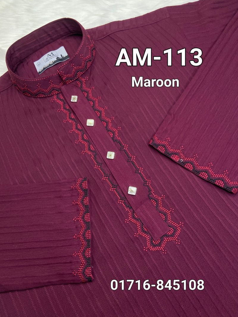 স্ট্রিচ কটন পাঞ্জাবি AM-113 (Maroon)