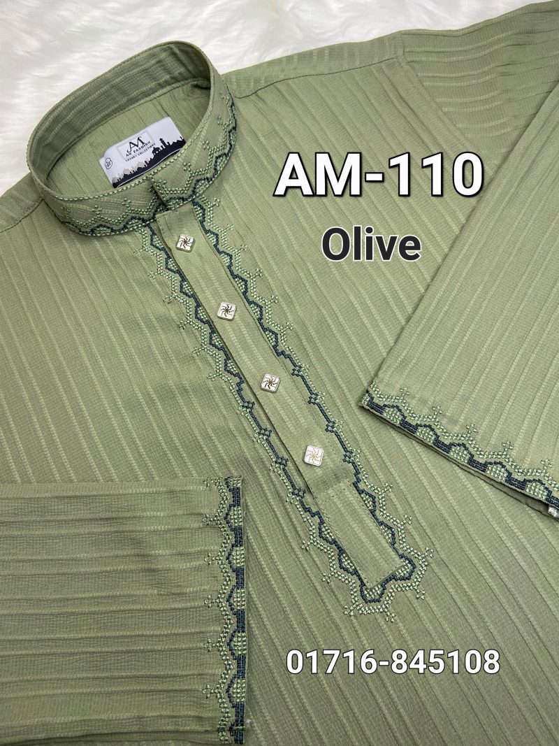 স্ট্রিচ কটন পাঞ্জাবি AM-110 (Olive)