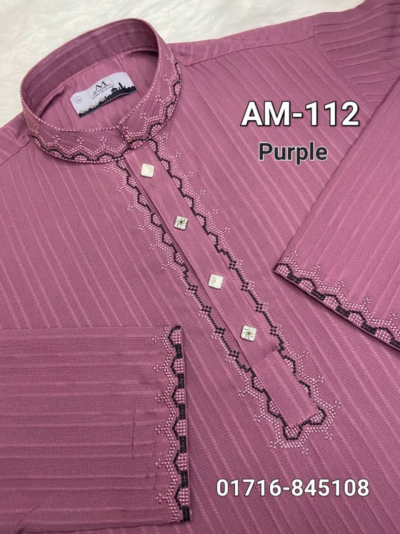 স্ট্রিচ কটন পাঞ্জাবি AM-112 (Purple)