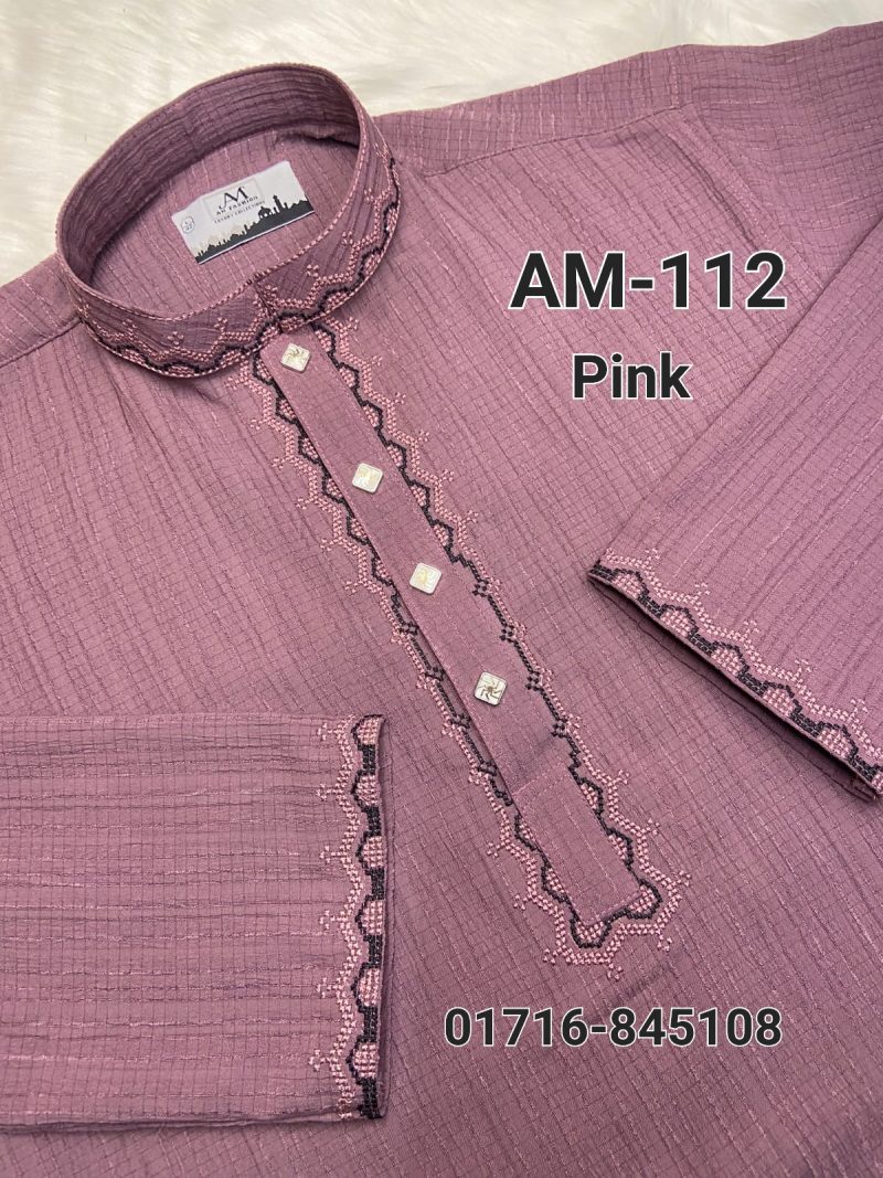 স্ট্রিচ কটন পাঞ্জাবি AM-112 (Pink)
