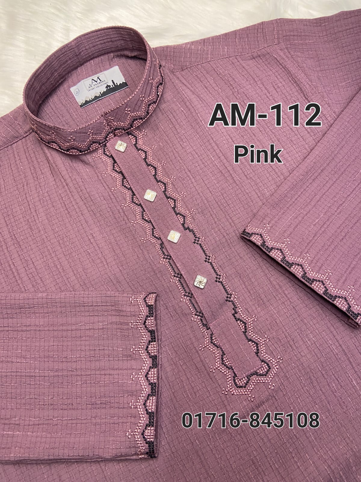স্ট্রিচ কটন পাঞ্জাবি AM-112 (Pink)