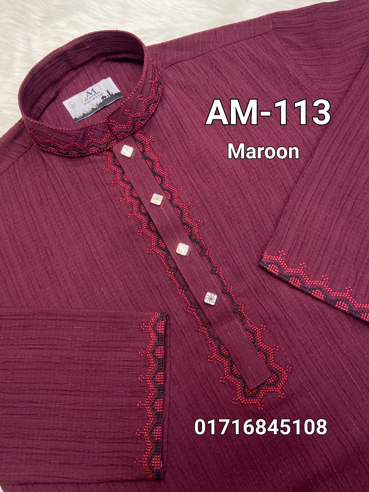 স্ট্রিচ কটন পাঞ্জাবি AM-113 (Maroon)