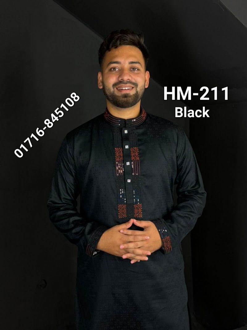 অল বডি টেক্সচার পাঞ্জাবি= HM-211 (Black)