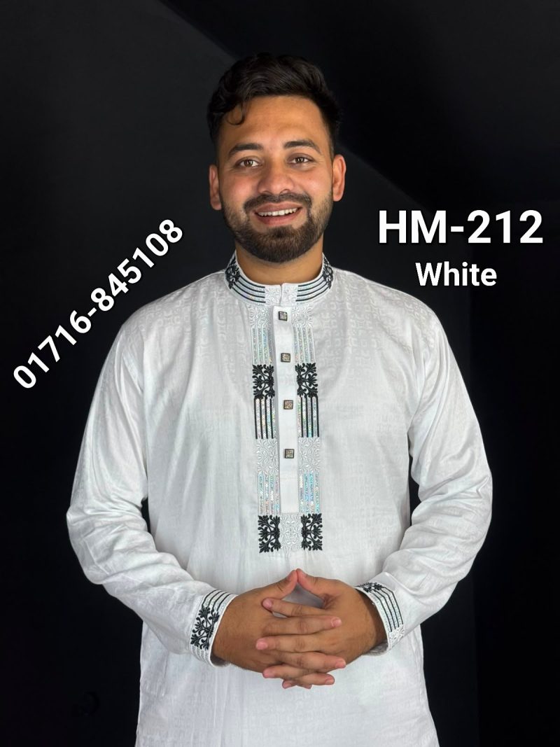 অল বডি টেক্সচার পাঞ্জাবি= HM-212 (Whi)